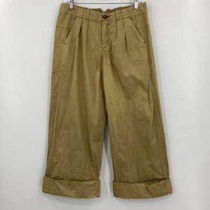 Free People Baggy Crop Wide Leg Beige Pants